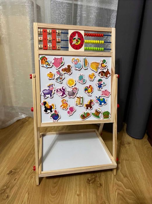 Zestaw Dwustronna Tablica Kredowa Magnetyczna Dla Dzieci + Gratisy