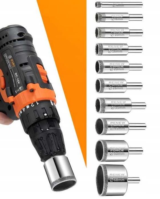 Otwornice diamentowe do płytek gresu szkła koronka zestaw 10szt 6–68mm