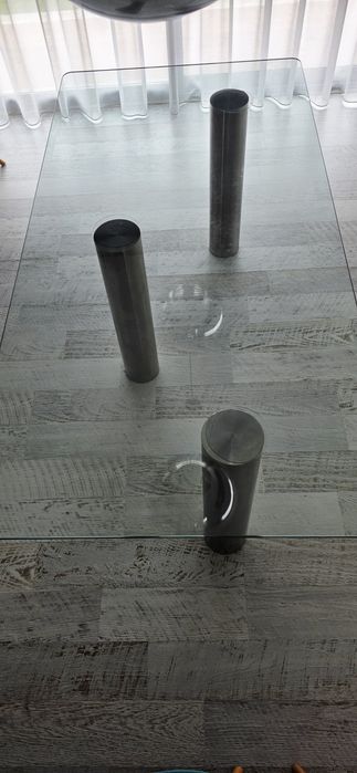 Mesa de Vidro Temperado 12mm (200x100 cm) e Pés em Inox – Excelente Estado