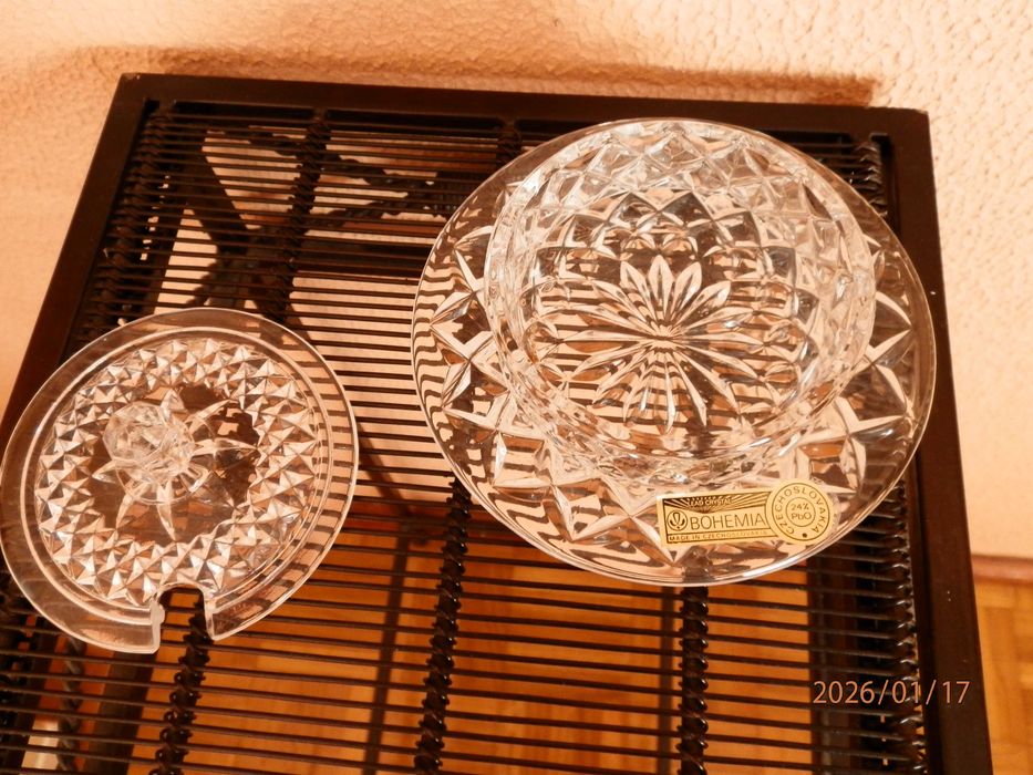 Lote - Açucareiro + Bombonière em Cristal de  Bohème