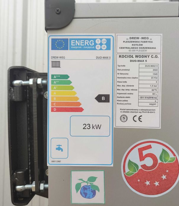 KOCIOŁ PIEC 23 kw drewno + węgiel, 4 kanały, DUŻY ZASYP, DOSTAWA 48H