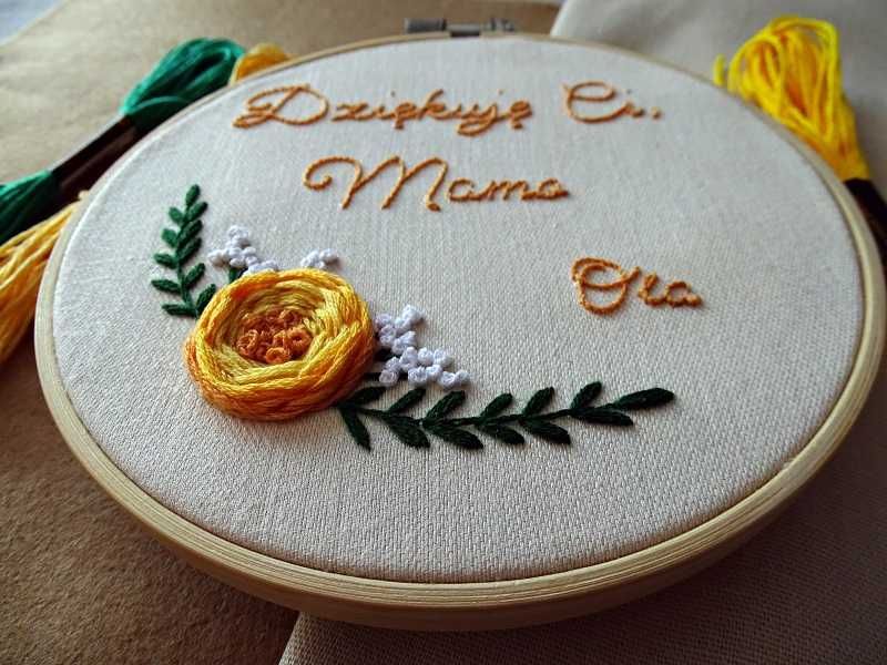 Haft ręczny róże - Prezent na Dzień Matki Ojca,  Dzień dziadków babci