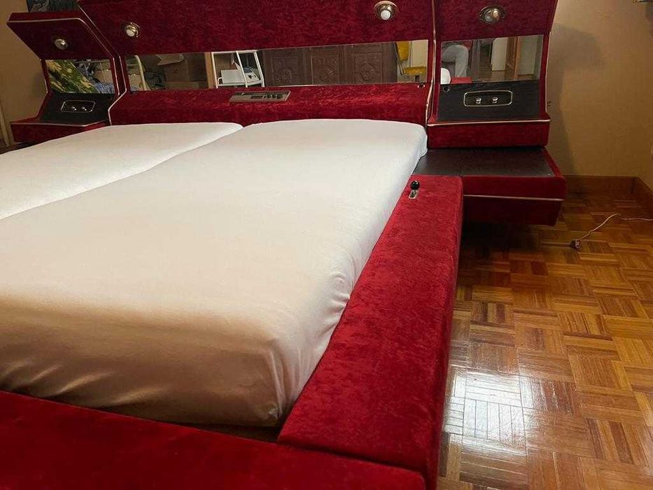 Luxury Red Velvet Bed