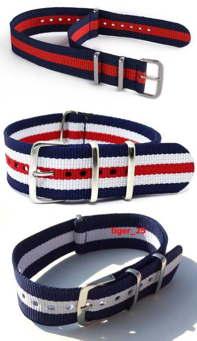 Pasek NATO do zegarka 18mm 20mm 22mm nylonowy różne kolory