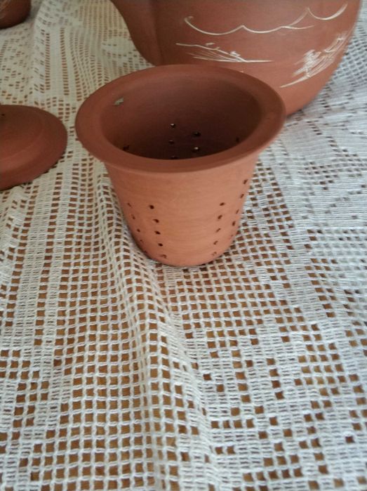 Conjunto de chá em barro