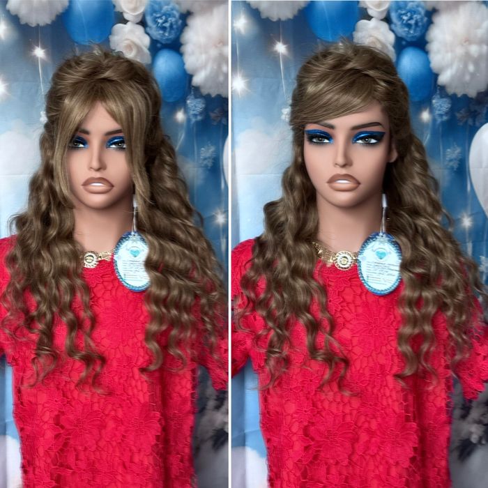 Натуральный парик вьющиеся волосы локоны славянка пепельно русый 60 см