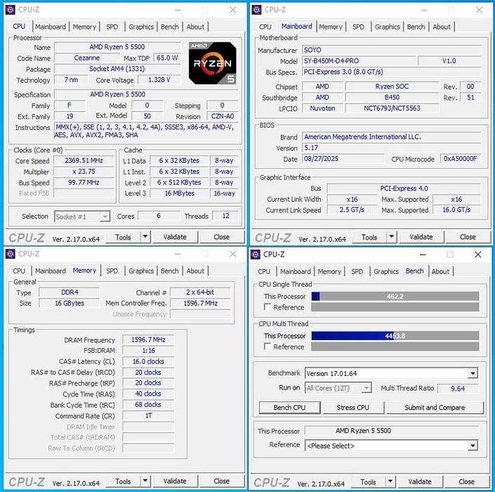 Ryzen 5 5500 + Материнка плата B450 + 16 DDR4 3200 MHz Комплект Новий AM4