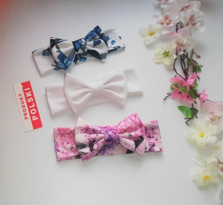 Opaski -- hand made -- niemowlęce -- z kokardką -- 6szt. + Gratis