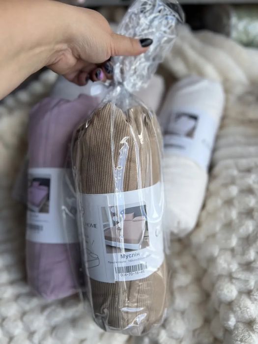 Простирадло на резинці муслін  180×200см +25см