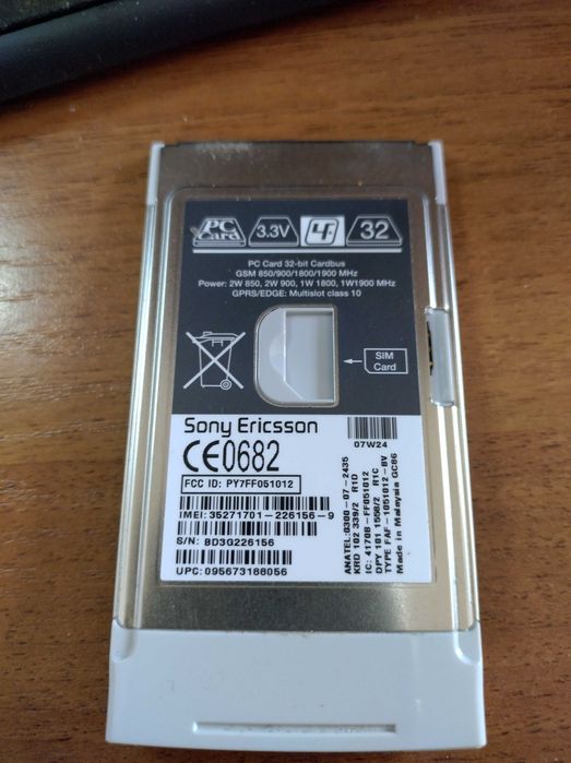 Раритетный модем Sony Ericsson PC card cardbus под Киевстар