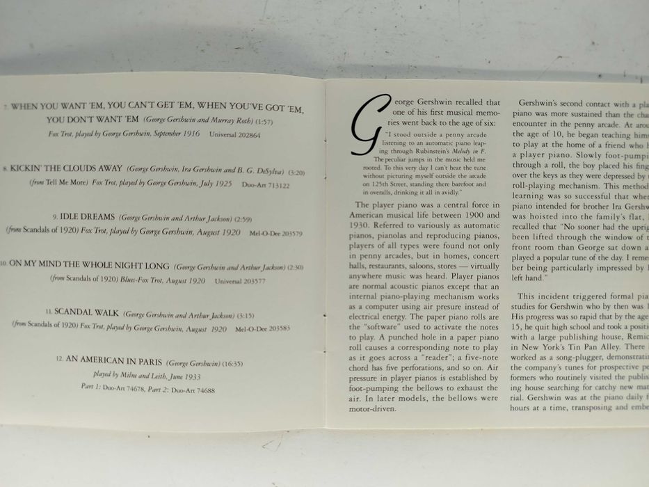 Gershwin pays Gershwin Piano Rolls CD 1993 jazz pop