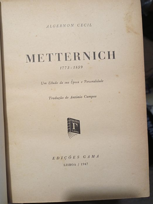 Livro antigo Metternich de Algernon Cecil