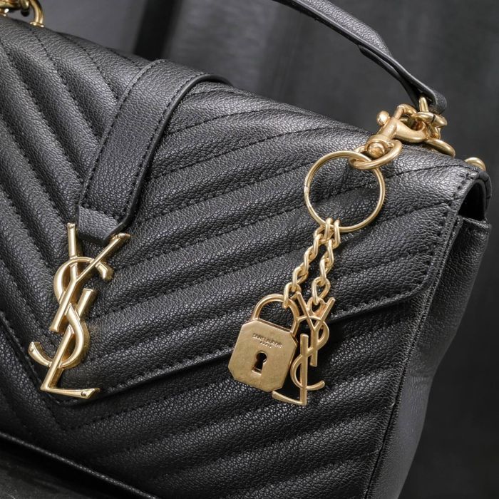 Сумка Yves Saint Laurent College , чорна шкіряна сумка YSL, жіноча сумка кожаная
