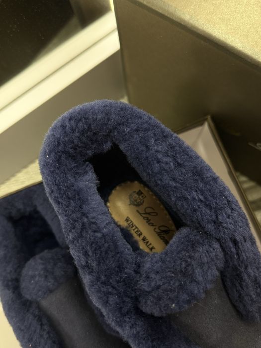 Сині жіночі лофери високі лоро піана lp loro piana зимові з хутром