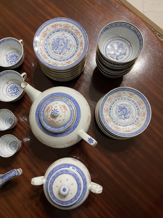 Serviço Porcelana Chinesa “Bago de Arroz”, Chá/Café/Sopa, 6 Pessoas