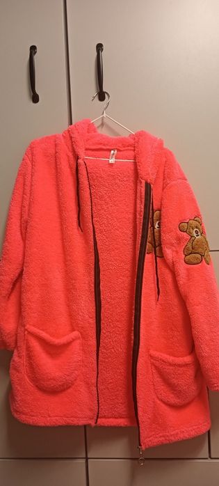 Szlafrok krótki odblaskowy róż