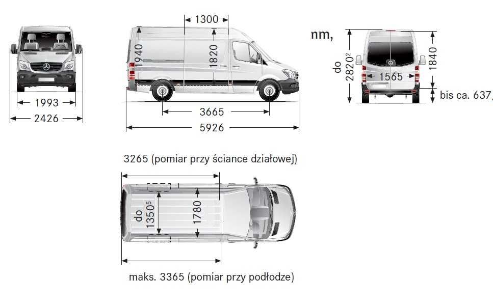 Wynajem Długoterminowy busa  - Mercedes Sprinter L1H1 do L3H2