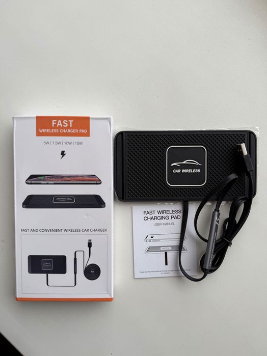 Силіконовий килимок бездротової USB зарядки 15 Вт для автомобіля.