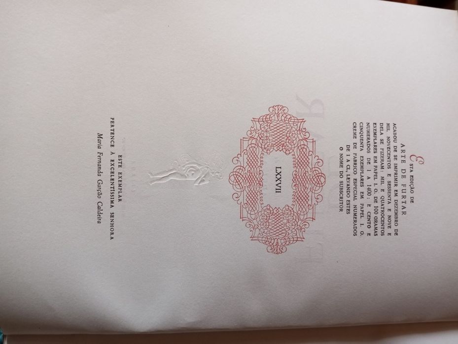 Livro Arte de Furtar (Edição Numerada e Ilustrada)