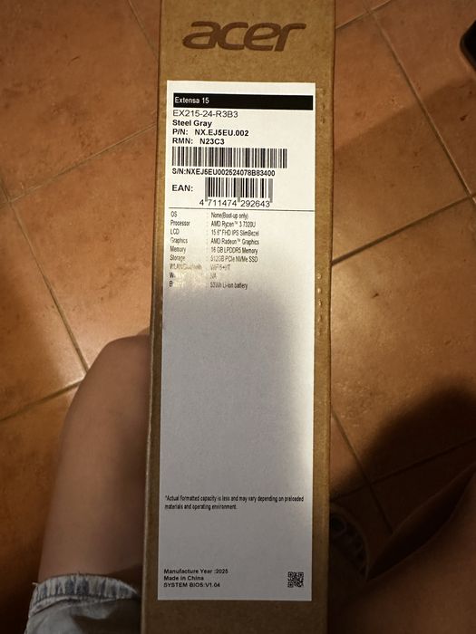 Ноутбук Acer Extensa 15 EX215-24-R3B3