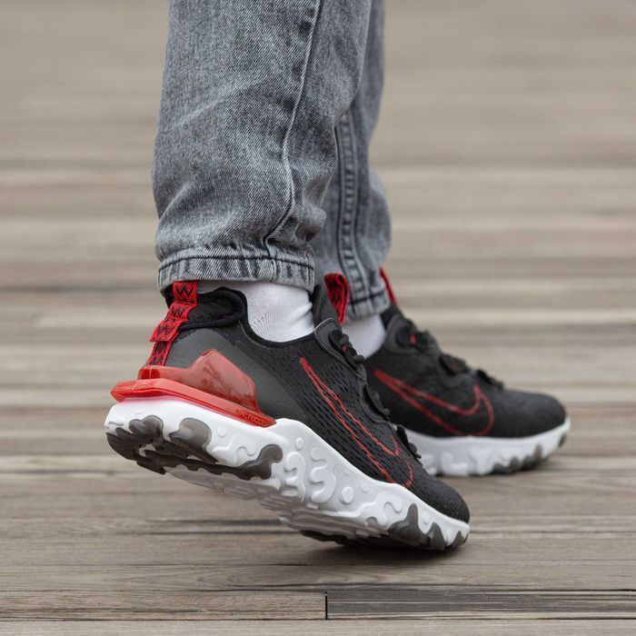 Кросівки Nike React Vision Black/Red/White premium | Кроссовки Найк чоловічі