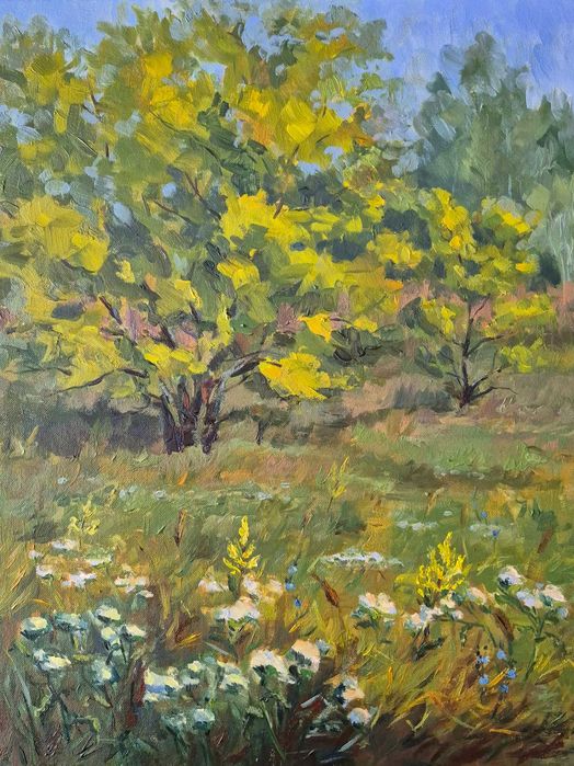 Картина олійними фарбами на полотні, Серпень, пейзаж, 50х40 см