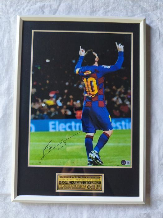 Moldura Barcelona Lionel Messi com Autógrafo (A4)