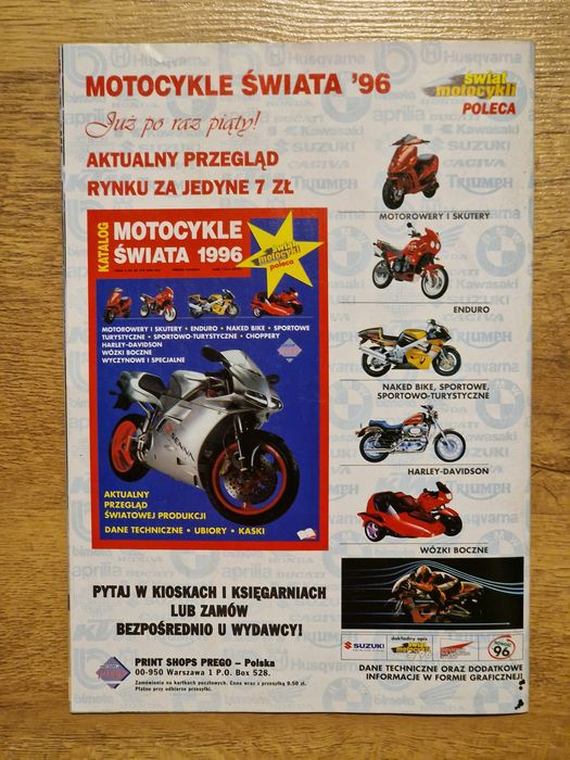 Świat Motocykli czerwiec nr 6 1996 Honda Yamaha Zundapp Suzuki