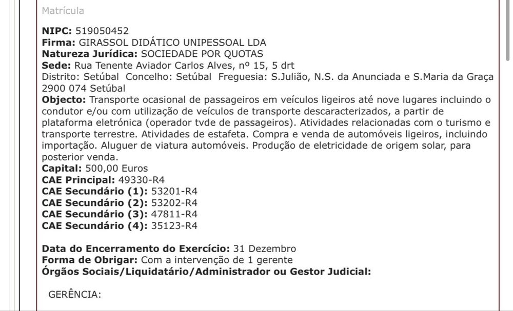 Empresa TVDE pronta para trabalhar — oportunidade