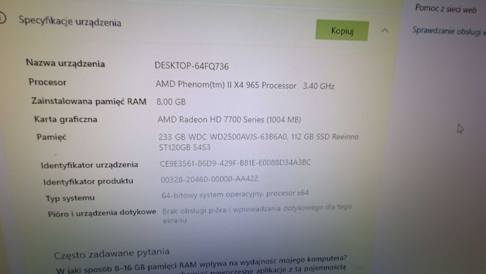 Zestaw komputerowy  stan B.dobry . SSD , WiFI , 4x3.4 GHz