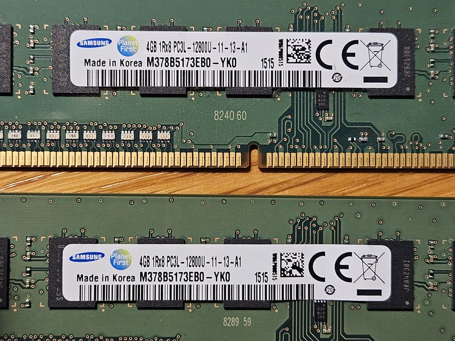Pamięć operacyjna RAM 2x DDR3 4GB Samsung 1Rx8 PC3L 12800U-11-13-A1
