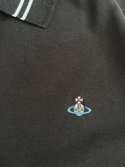 Черная премиальная футболка поло мужская оверсайз Vivienne Westwood