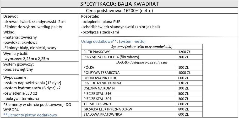 BALIA OGRODOWA KWADRAT- beczka, square hot tub, jacuzzi, luxus