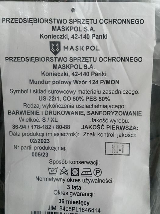Mundur wojskowy 124P S/XL