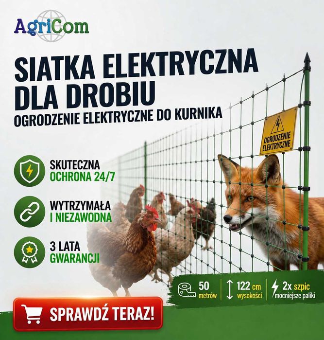 Siatka elektryczna dla drobiu Premium, 50 m, 122 cm, podw. szpic Kerbl