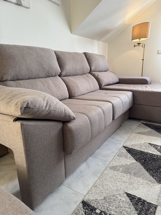 Sofá c/ chaise longue Bege
