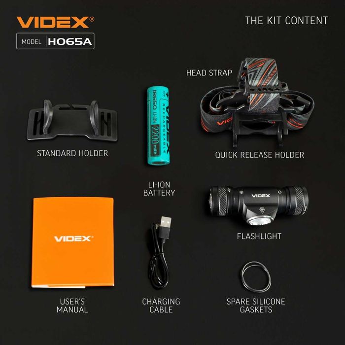 1200Lm міцний VIDEX VLF-H065A налобний водонепроникний ліхтарик; ip68