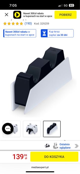 Oryginalna ładowarka do padów ps5, taka jak na zdjęciu