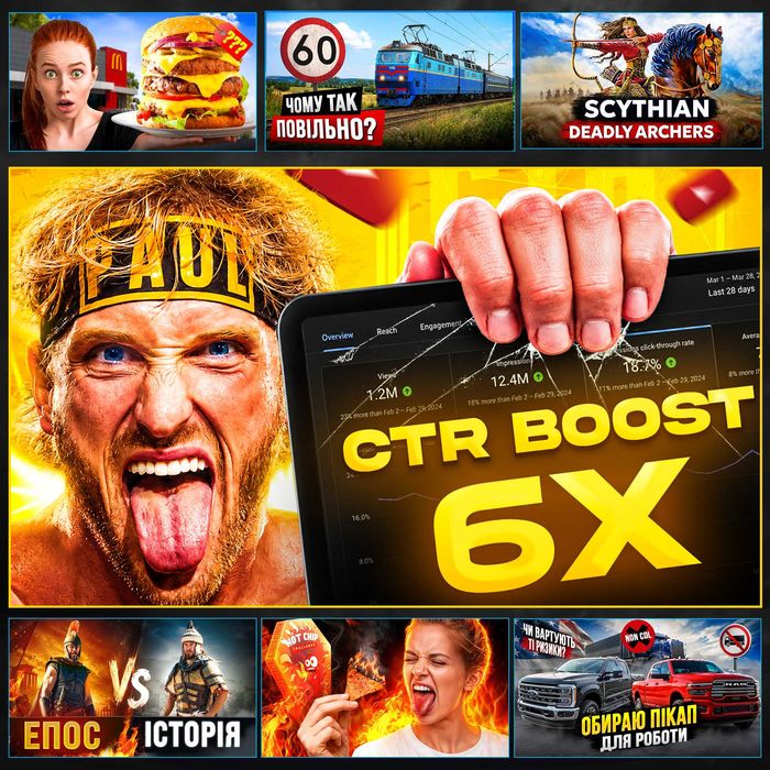 ПРЕВ'Ю для Youtube / Обкладинки з високим CTR / Оформлення Ютуб