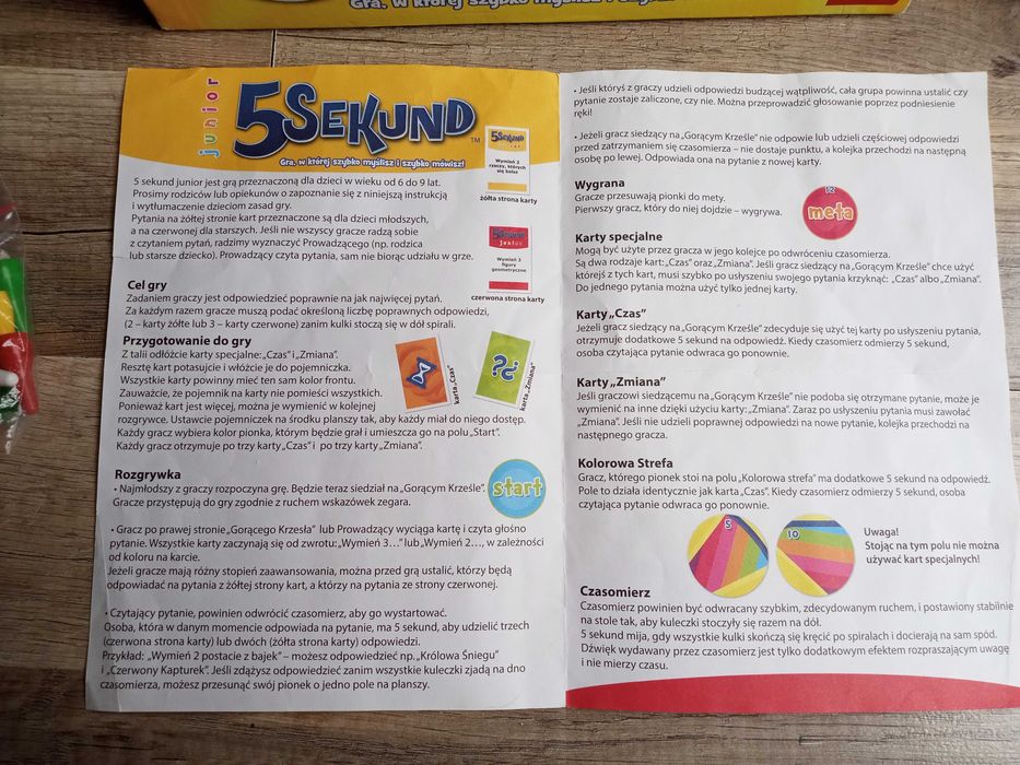 Gra planszowa dla dzieci 5 sekund