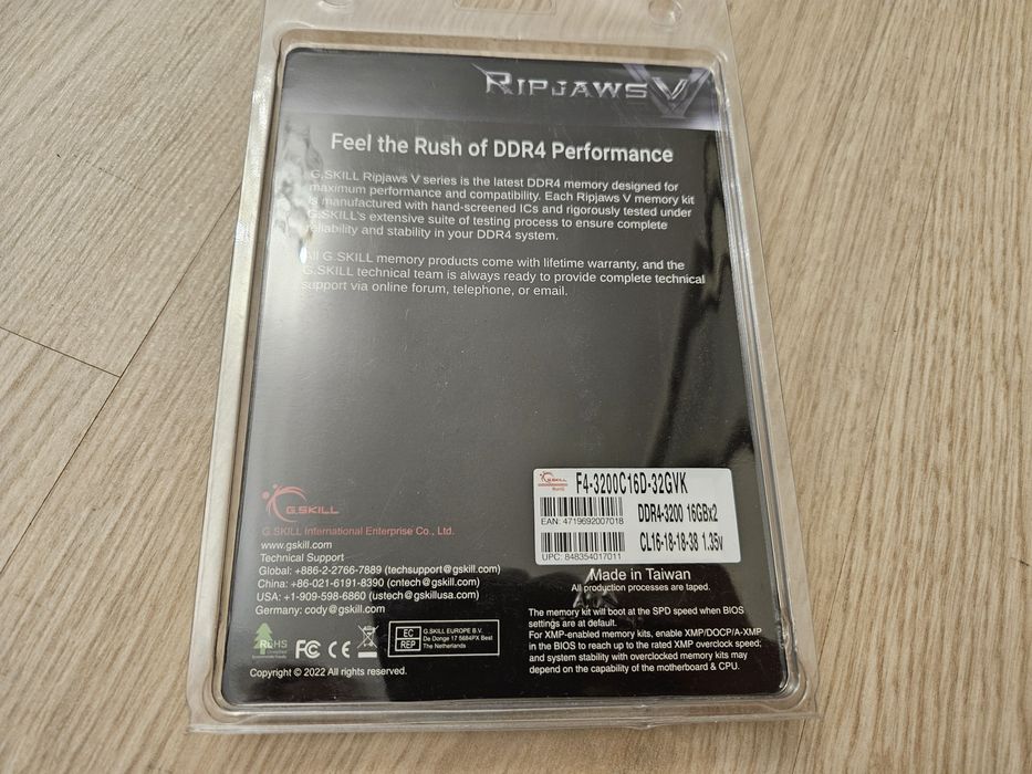 DDR4 3200Mhz 32Gb (2x16Gb) CL16 G.Skill Ripjaw V и Forza Neo
