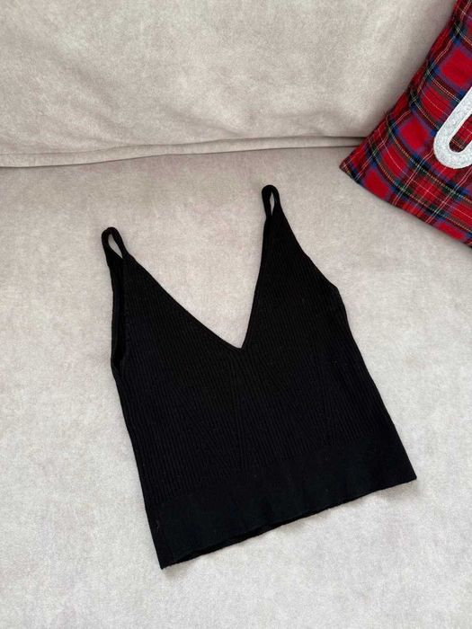 Чорний трикотажний топ в рубчик House, р. S