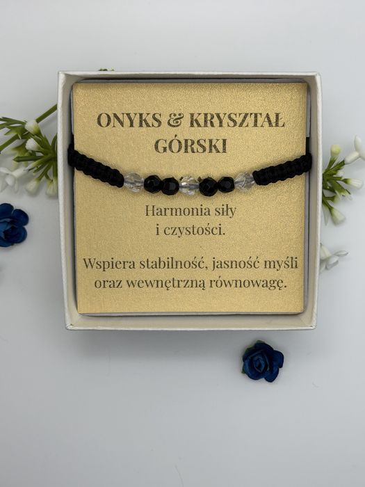 Bransoletka Onyks & Kryształ Górski