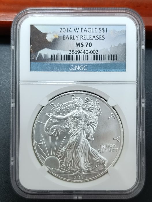 1 Долар США 2014 р. "W" Крокуюча Свобода. СРІБЛО.  NGS  грейд МS 70. Найвищий грейд!