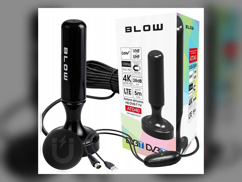 Antena Pokojowa DVB-T2 Aktywna Wewnętrzna Ze Wzmacniaczem MUX-8 Filtr LTE 4K Magnes Do Telewizora