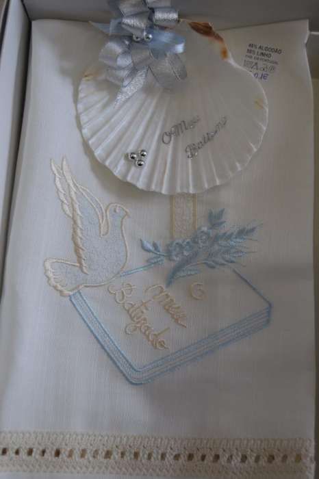 Conjunto Baptizado - Vela + toalha + concha