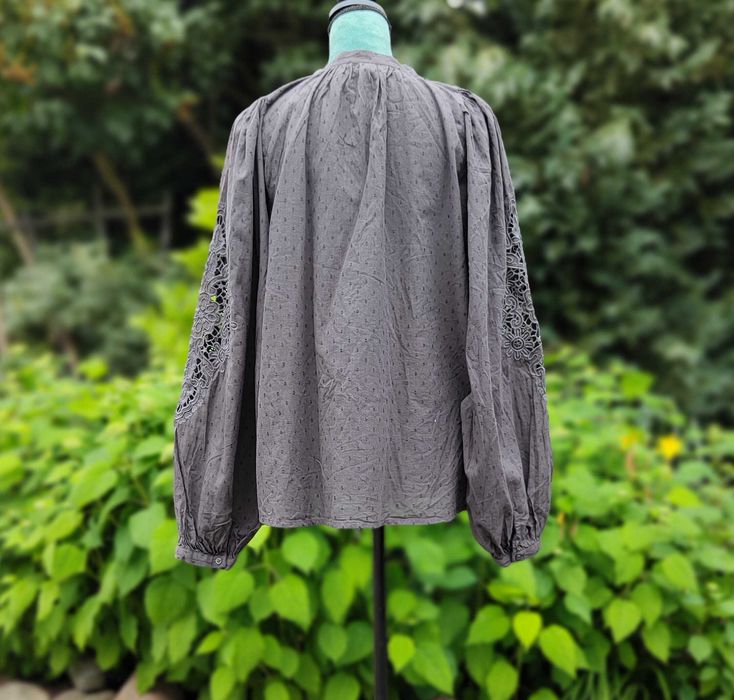 Bluzka boho H&M 44 XXL czarna bawełna bohemian folk hippie haft