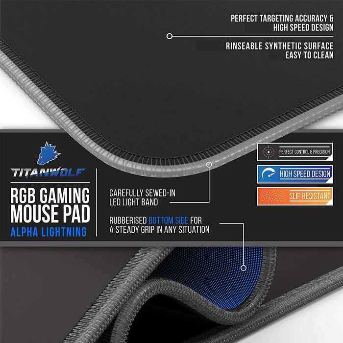 TITANWOLF Alpha Lightning 800x300mm Podkładka pod mysz RGB LED