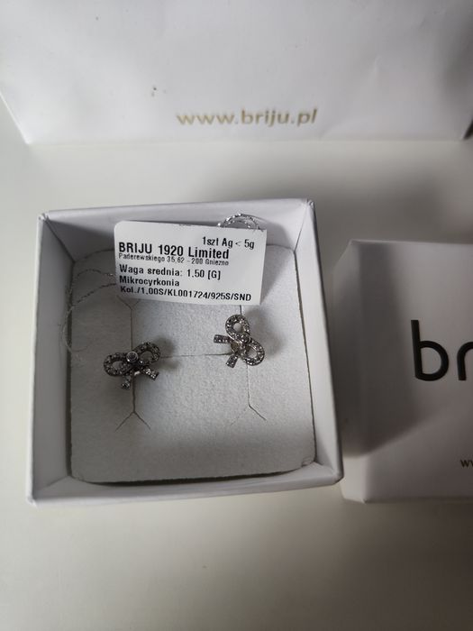 Srebrne kolczyki   Briju plus oryginalne pudełko  i torebka  prezent