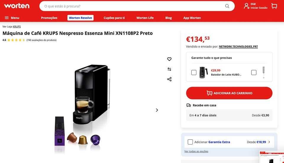 Máquina de Café - NOVA (KRUPS Nespresso Essenza Mini) (NOTA FISCAL)
